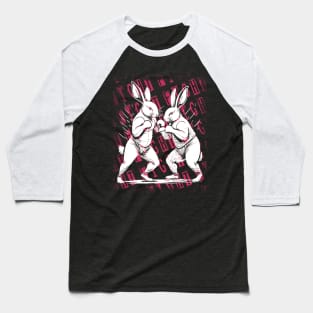 Two White Rabbits Boxing Baseball T-Shirt